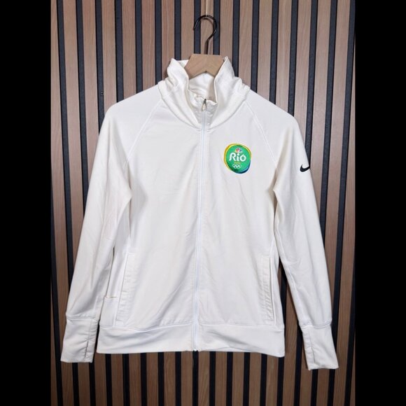 Nike Golf Jacket Medium White 2018 Rio Olympics Dri-Fit Full Zip Thumbhole - Picture 1 of 10